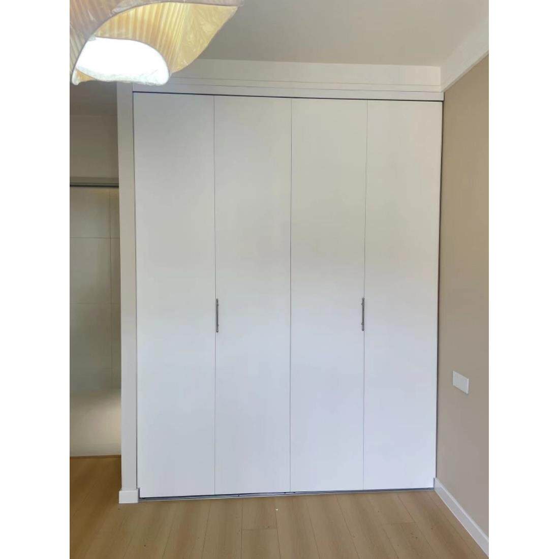 特惠实木覆合折叠推拉门纯平板无形简约风格开放式衣柜门折叠推拉