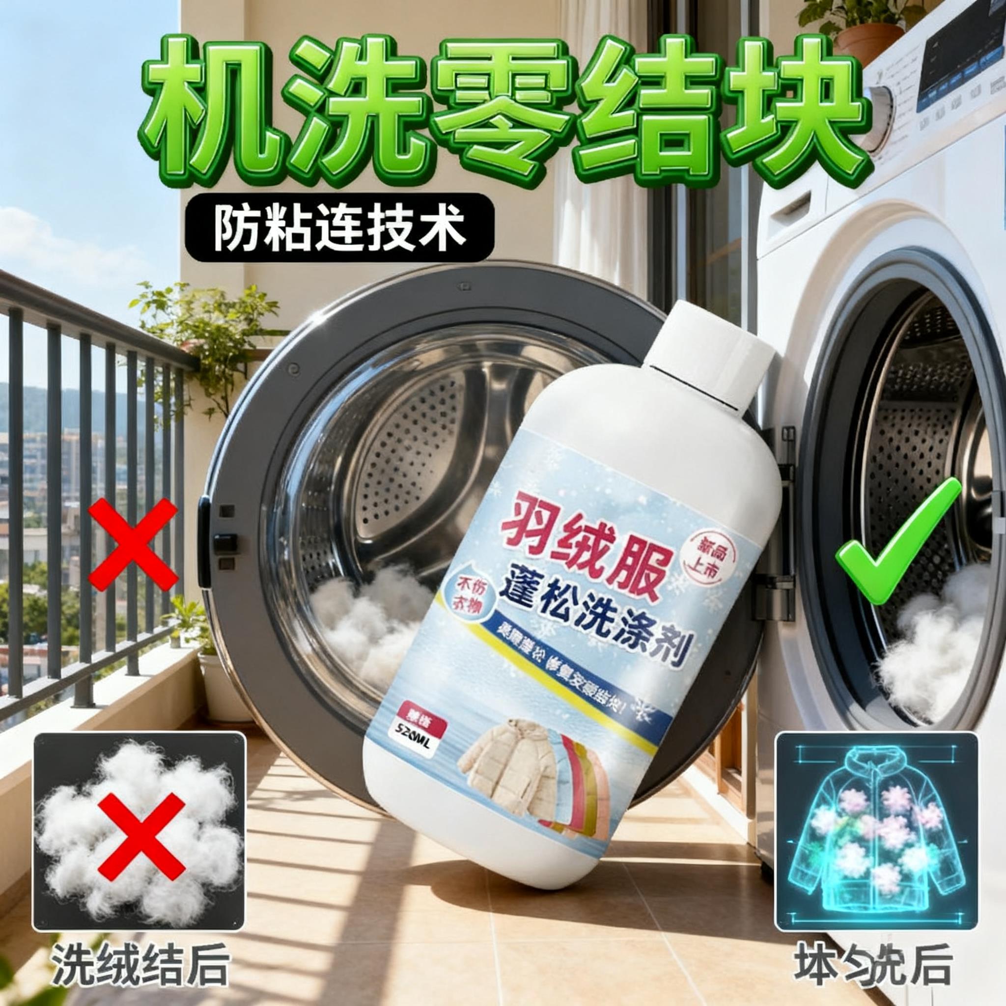 【羽绒服专用】羽绒服蓬松洗涤剂水洗机洗去污柔软棉服洗衣防结块