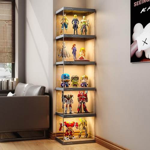 日本进口MUJIE手办乐高展示柜高达积木收纳盒玻璃玩具模型置物架