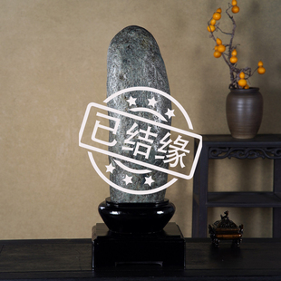 顶爷天然原石奇石【天玉擎柱】和田玉青花籽料收藏镇宅靠山摆件