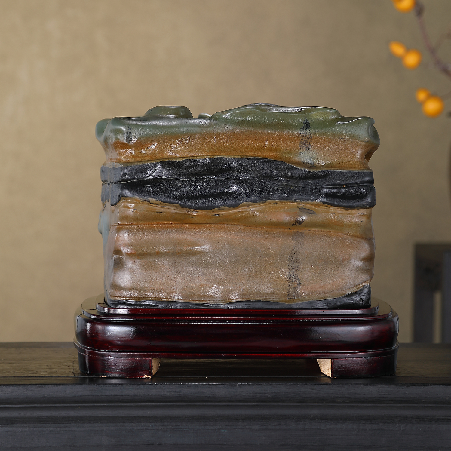 顶爷天然原石奇石【龟镇八方彩陶鸳鸯石】收藏装饰摆件镇宅靠山石