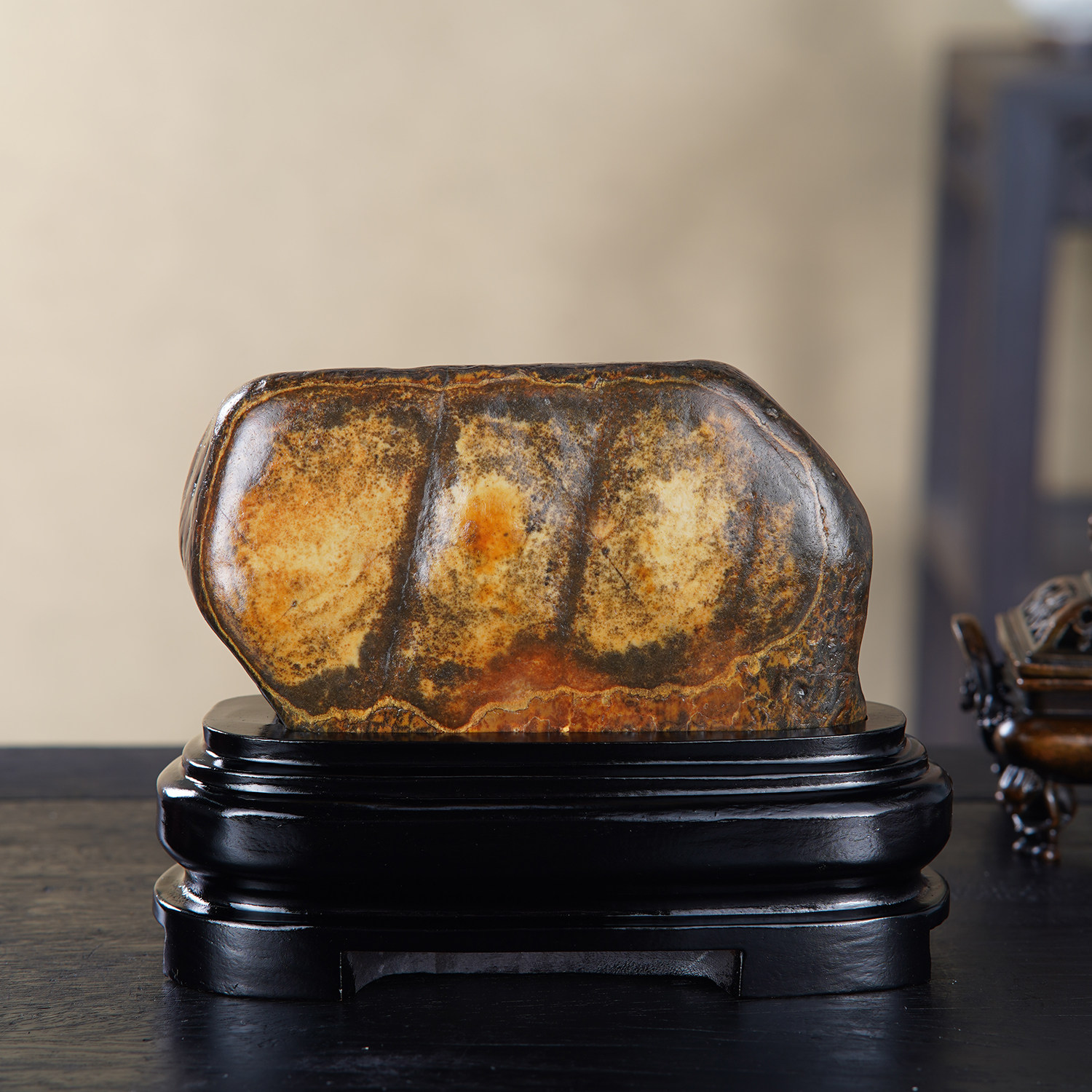 顶爷天然原石奇石【草木山河】广西彩陶石收藏观赏镇宅靠山摆件