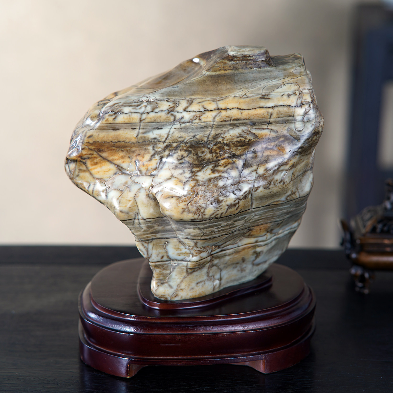 顶爷天然原石奇石【岁纹天成彩】广西彩陶玉石收藏摆件镇宅靠山石