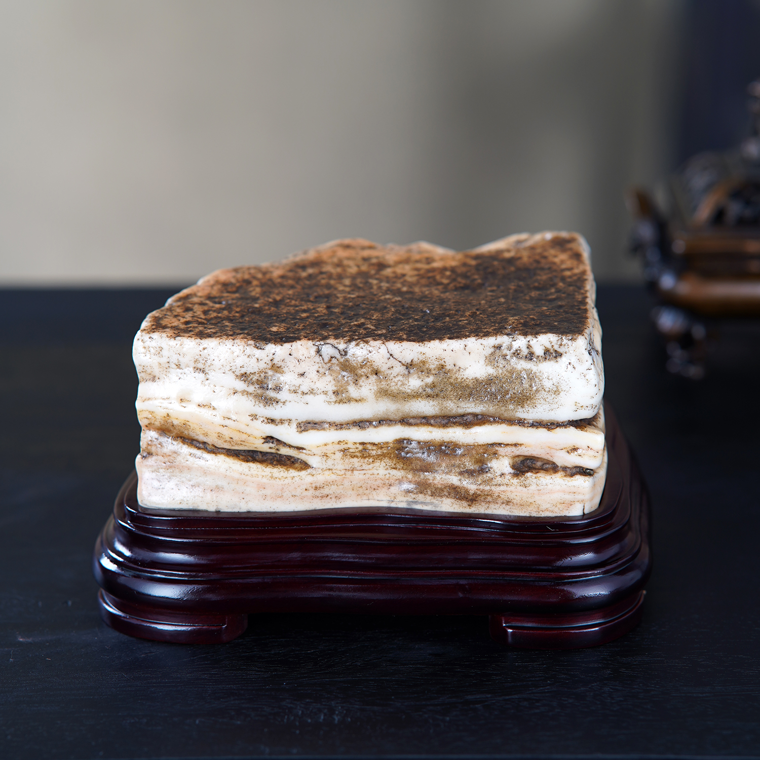 顶爷天然原石奇石【漠域古印戈壁石】沙漠漆收藏镇宅招财靠山摆件