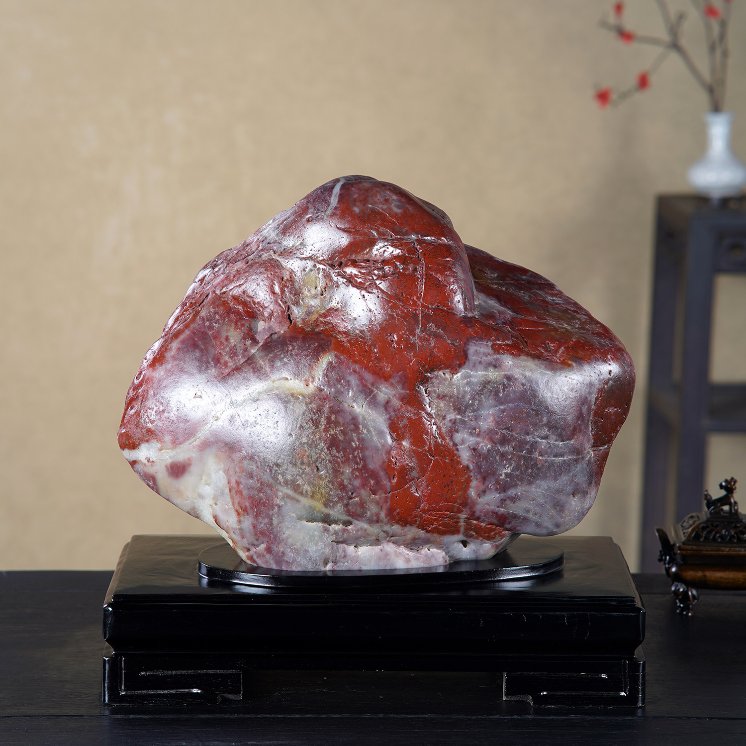 顶爷天然原石奇石【血玉静佛】桂林鸡血玉收藏摆件招财镇宅靠山石