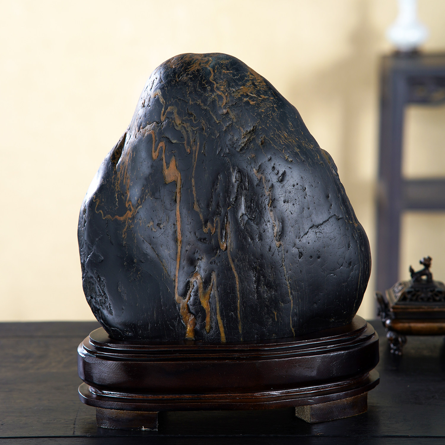 顶爷天然原石奇石【金纹佛影】金纹石收藏把玩摆件招财镇宅靠山石
