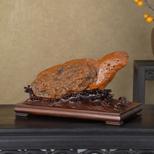 顶爷天然原石奇石 【神龟献瑞黄腊石】 收藏摆件招财运镇宅靠山石