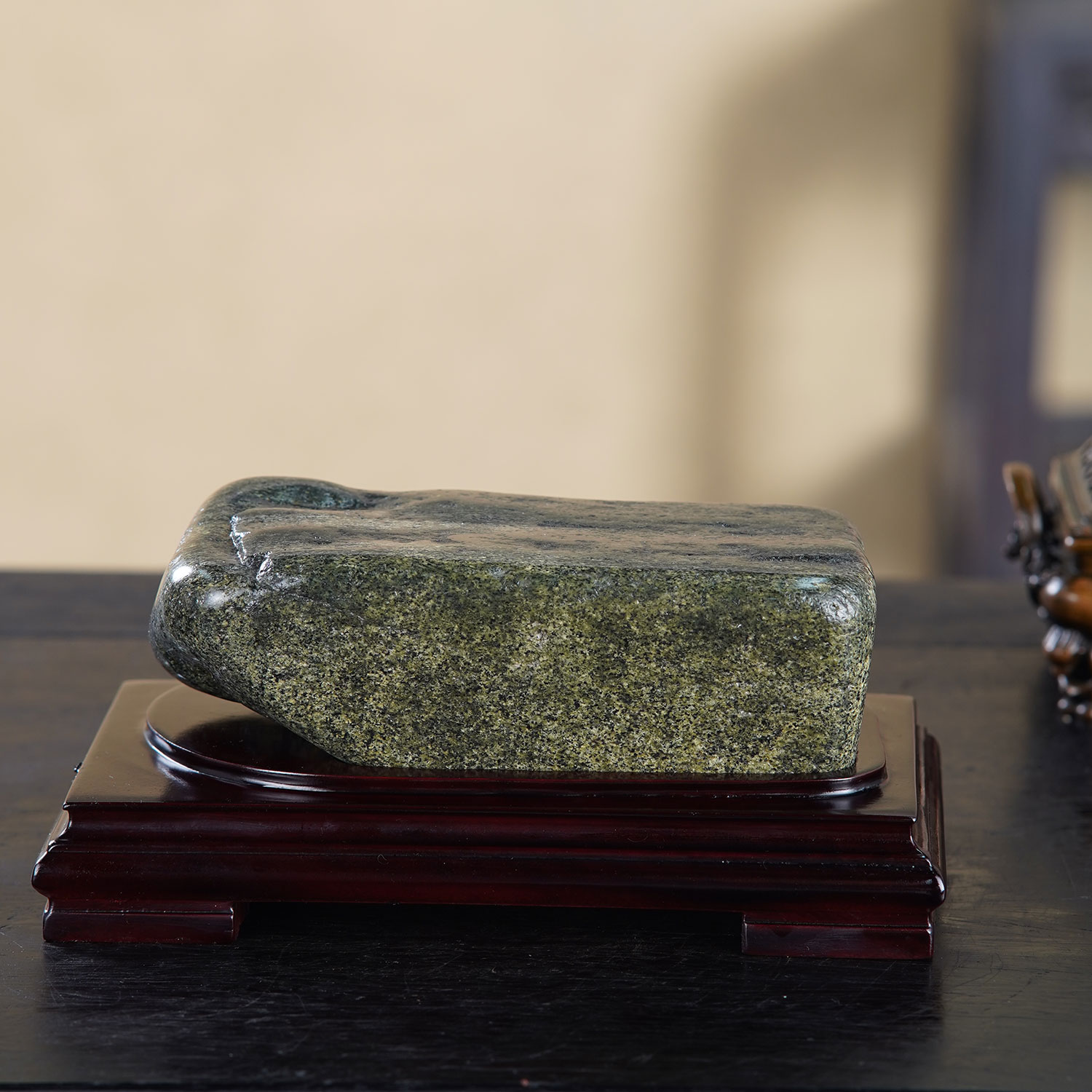 顶爷天然原石奇石【玄璞平砚】崂山绿石收藏装饰摆件镇宅靠山石