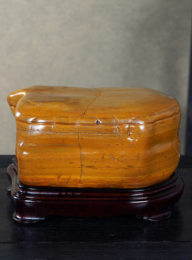 顶爷奇石原石靠山收藏黄金瓷摆件