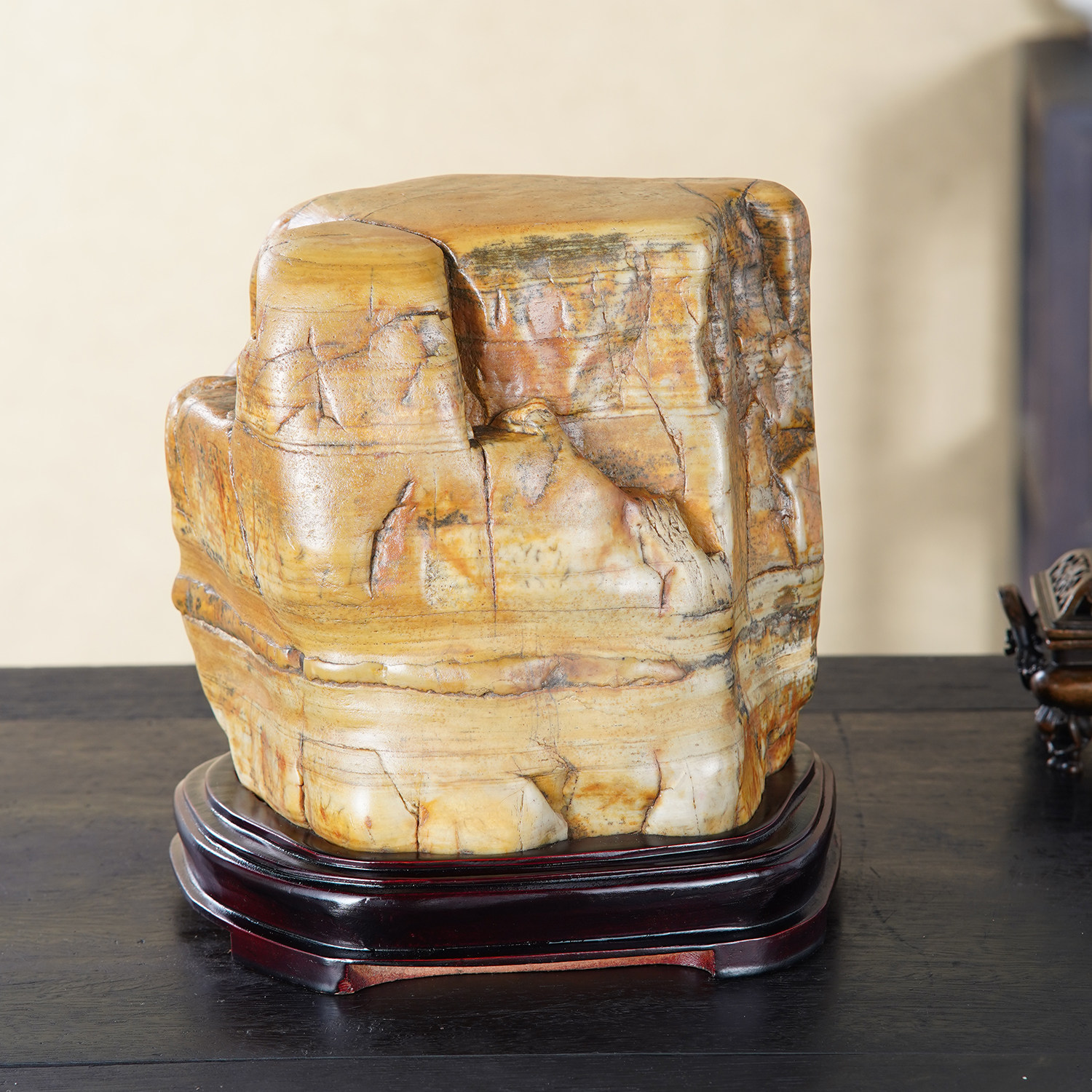 顶爷天然原石奇石【云台登峰】彩陶石收藏路冲怪石摆件镇宅靠山石