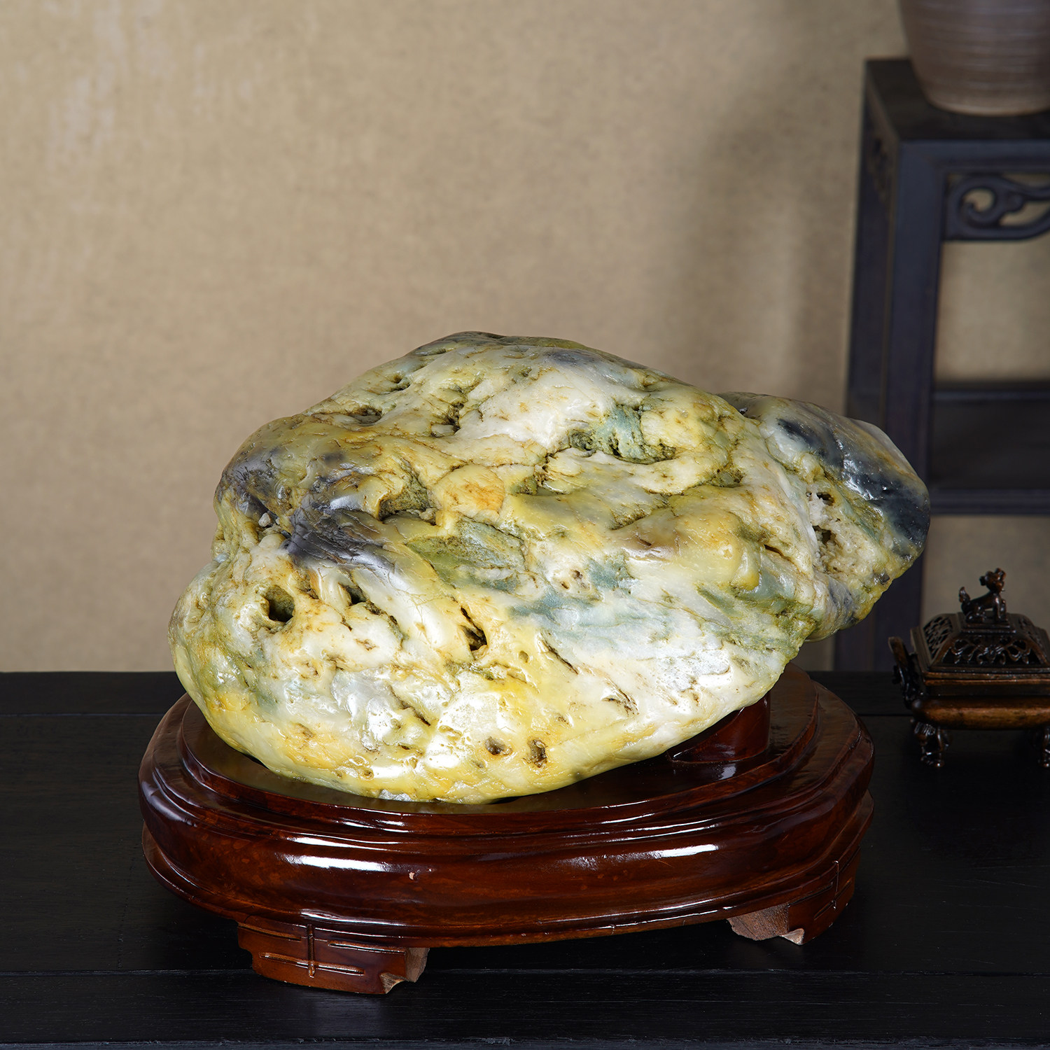 顶爷天然原石奇石【龟蟾同寿】三江彩蜡石收藏观赏镇宅靠山石摆件