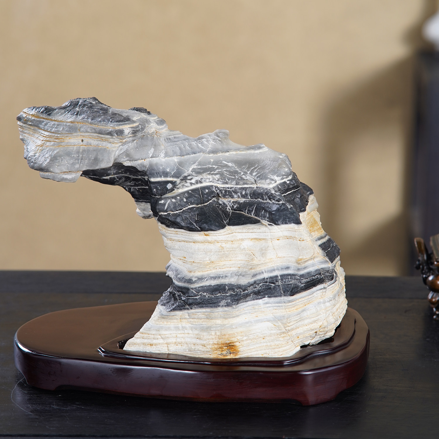 顶爷天然原石奇石【云岩栖檐】灵璧石收藏装饰摆件镇宅把玩靠山石