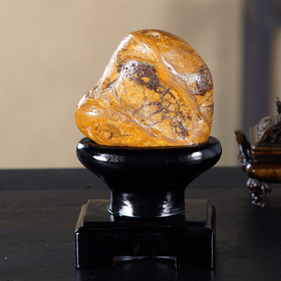 顶爷天然原石奇石【灵猿观世】黄蜡脉筋石收藏观赏镇宅靠山石摆件