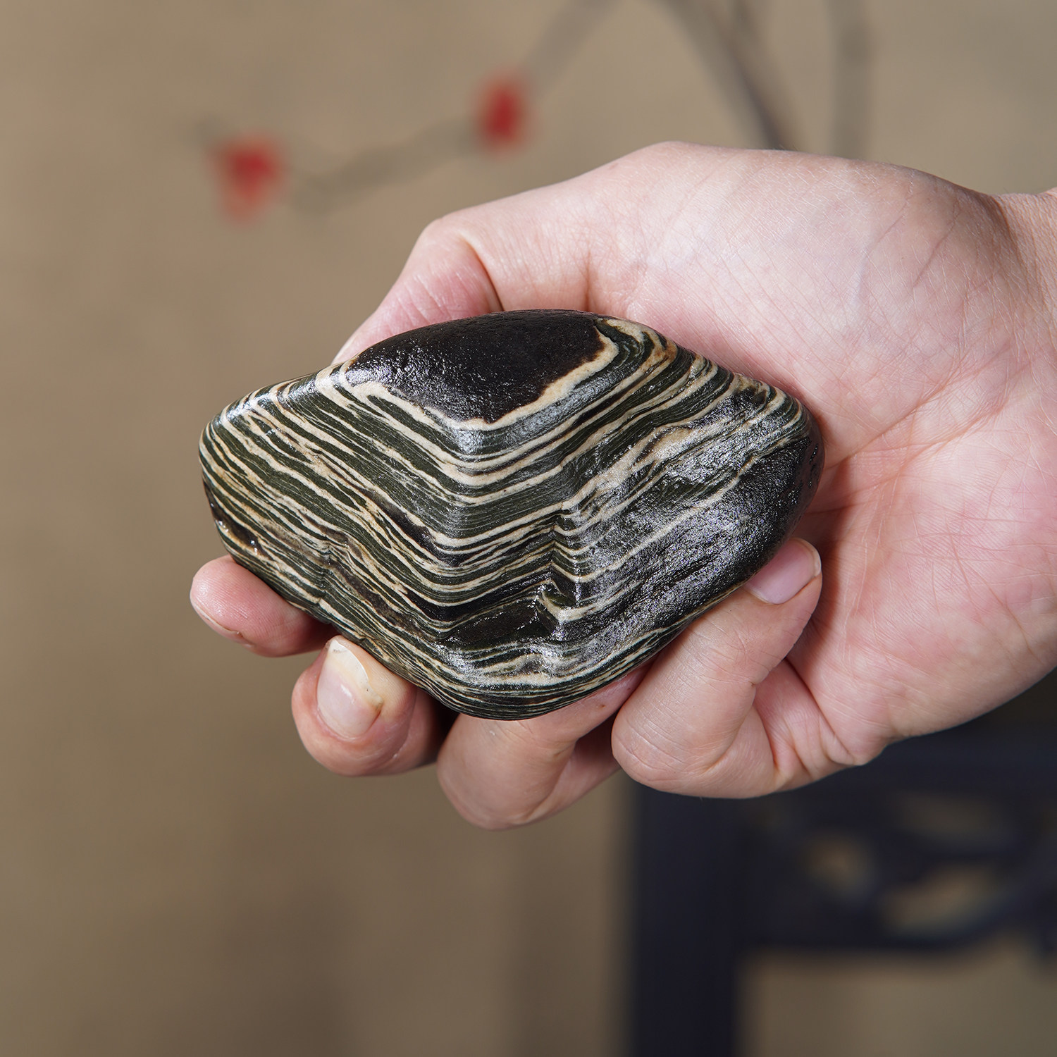 顶爷天然原石奇石【叠浪归峰】长江画面石收藏摆件镇宅靠山把玩件