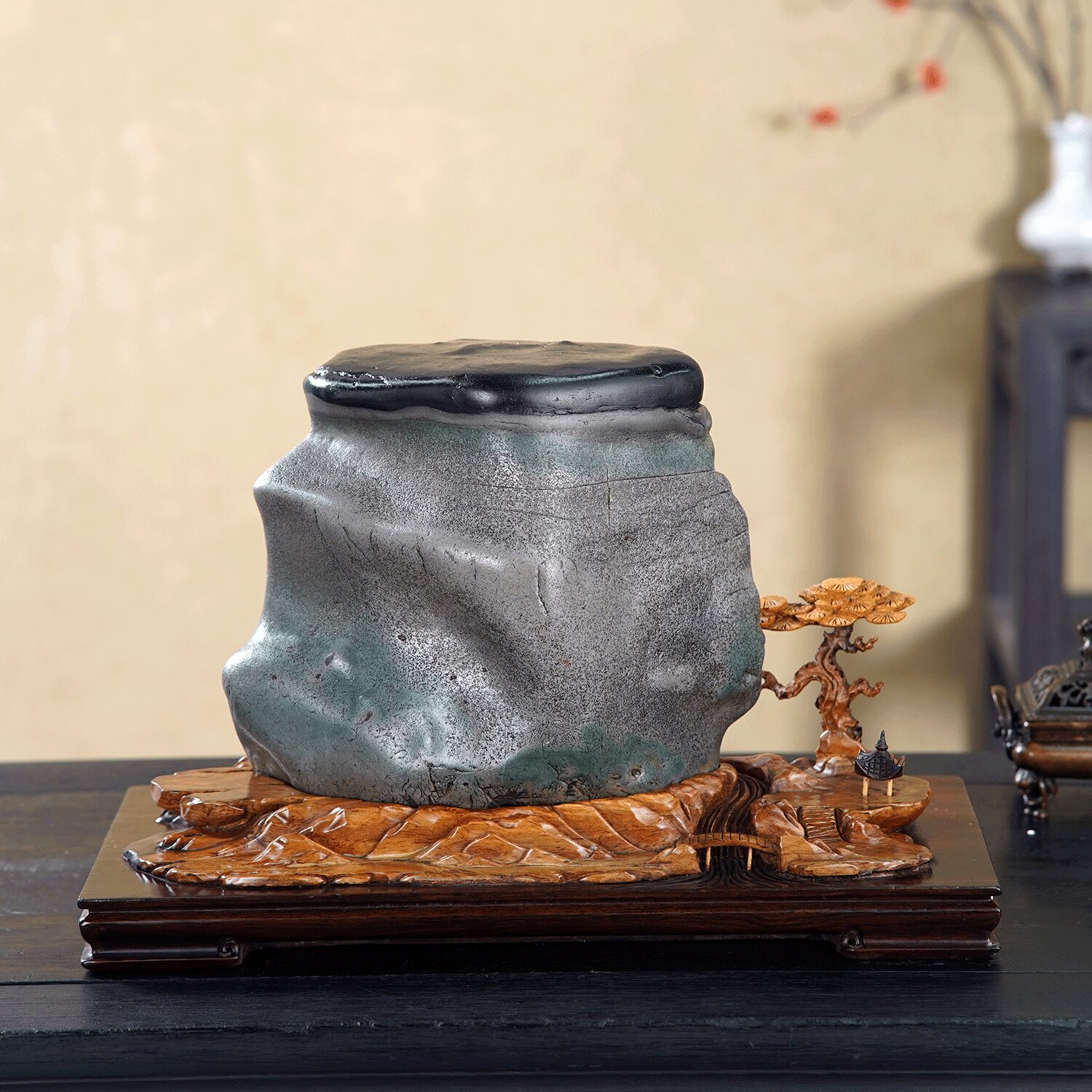 顶爷天然原石奇石【玄盖古瓮】彩陶石收藏装饰摆件镇宅把玩靠山石