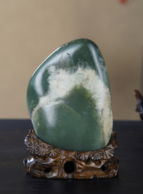 顶爷奇石原石和田沙枣青籽料摆件