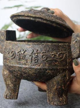 中式普洱工艺茶鼎摆件创意茶雕办公室桌面酒柜装饰品商务开业礼品