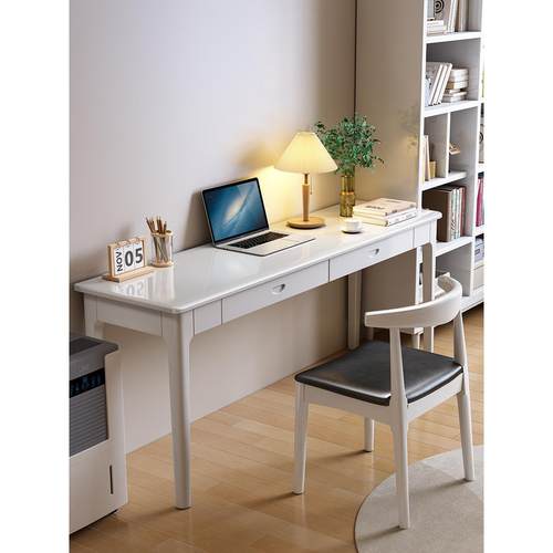 北欧实木窄书桌宽40/45CM小户型靠墙办公桌简约现代简易电脑桌子