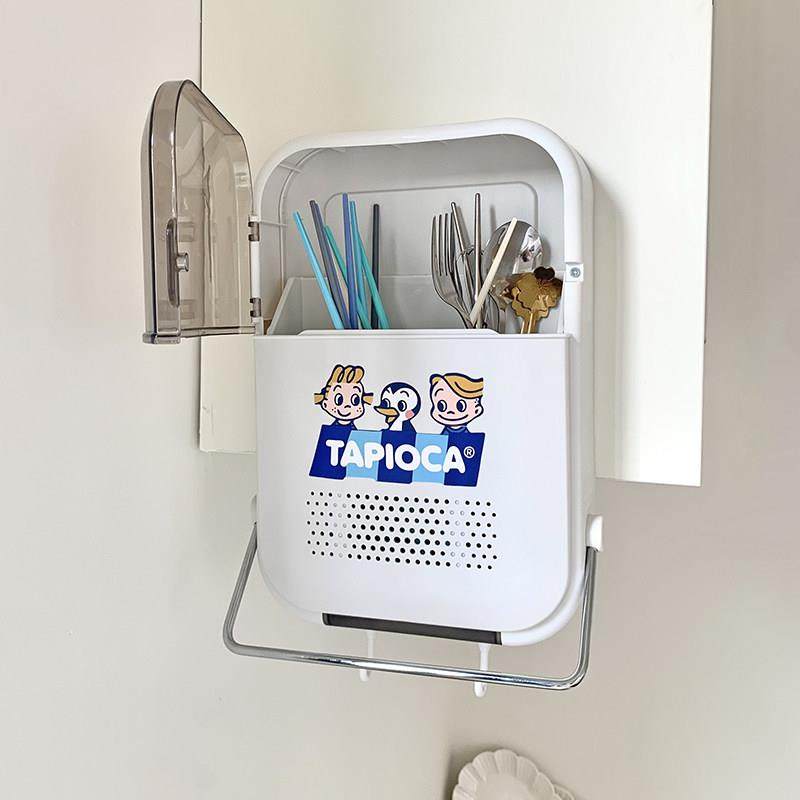 筷子收纳盒家用厨房壁挂式免打孔刀叉置物架防霉沥水大容量餐具筒,餐饮具,筷子盒,淘宝优惠券,粉丝福利购,淘宝优惠卷