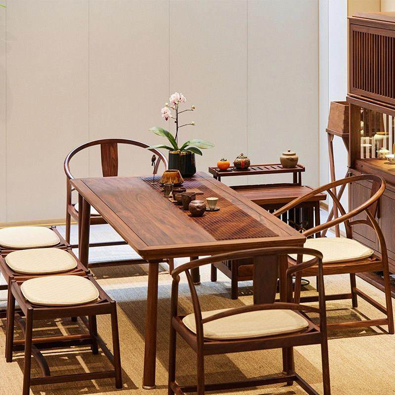 新中式茶桌椅组合禅意北美黑胡桃木喝茶桌泡茶桌实木家用功夫茶台,住宅家具,家用茶台/茶桌,淘宝优惠券,粉丝福利购,淘宝优惠卷