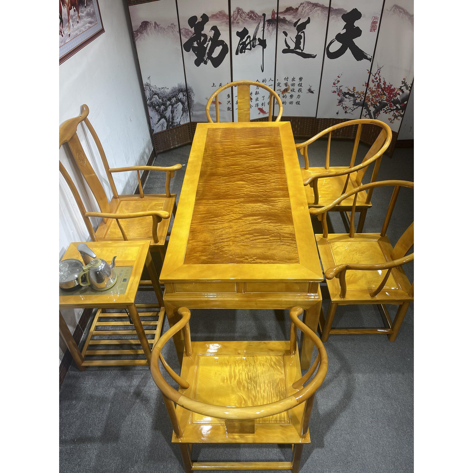 名贵金丝楠木茶桌大叶楠木实木茶台茶几休闲阳台茶海水波纹干泡茶