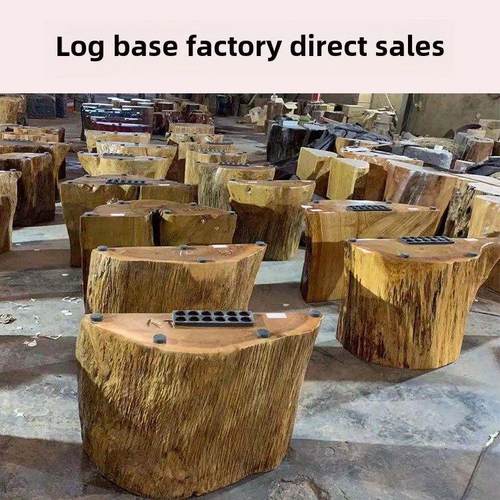 木墩大板支架根雕半圆实木茶台桌脚原木树桩石头底座餐茶桌支架腿