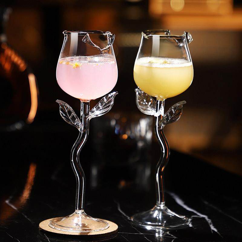 个性玫瑰花酒杯创意鸡尾酒杯高颜值香槟杯高脚玻璃红酒杯花朵杯子,餐饮具,玻璃杯,淘宝优惠券,粉丝福利购,淘宝优惠卷