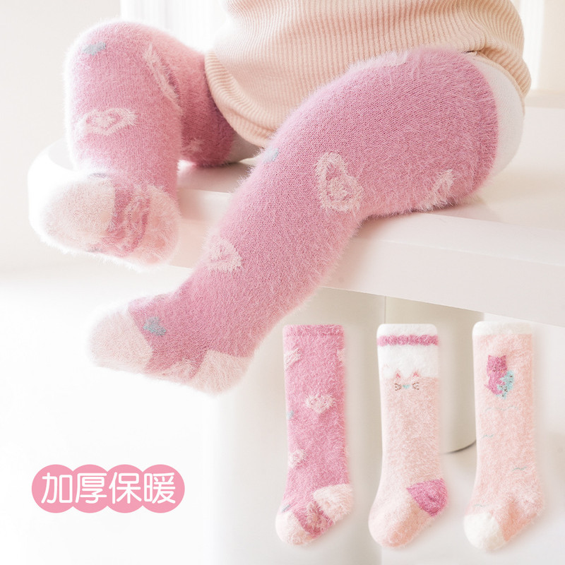 春秋婴幼儿点胶防滑学步过膝长筒袜新生儿至儿童宝宝