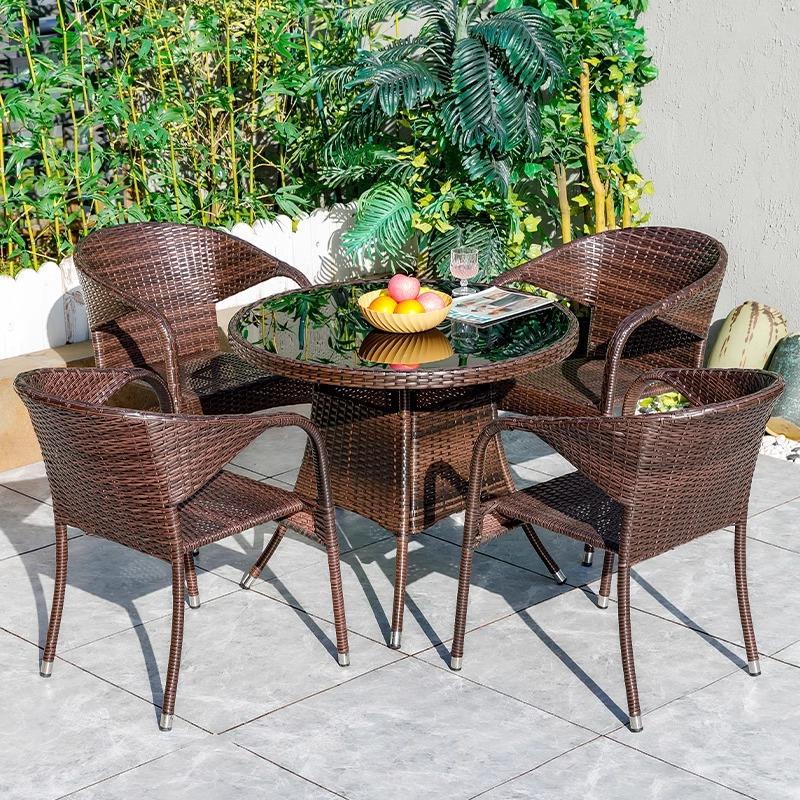 户外桌椅组合庭院阳台藤椅三件套简约休闲别墅露台室外茶桌椅套装