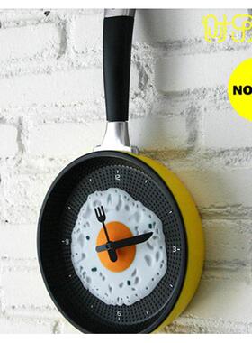 创意正品时乐锅 煎蛋锅挂钟 煎蛋平底锅时钟 厨房摆设时尚摆件