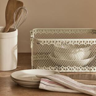 复古铁艺收纳筐桌面杂物收纳篮厨房浴室置物篮子镂空零食储物篮