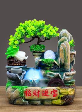 假山流水风水轮开业礼物招财水景生财客厅装饰循环水吧台高山摆件