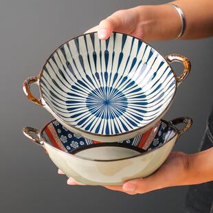 网红大号面碗单个日式 川岛屋双耳汤碗家用2021新款 餐具高颜值汤盆