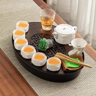 家用陶瓷茶杯紫砂茶壶干泡茶盘复古风客厅 简约功夫茶具小套装
