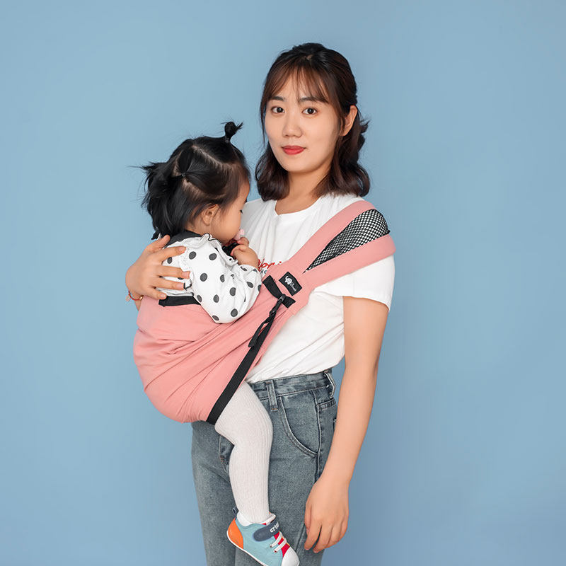 多功能婴儿背带宝宝单肩斜跨外出背娃腰凳省力简易可调节网布背巾