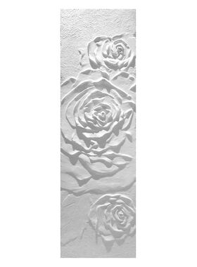 侘寂风高入户档玄关装饰画走廊过道挂画立体花朵浮雕壁画竖版大气