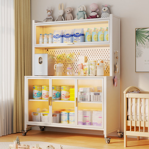 婴儿喂养台收纳柜宝宝用品置物架落地多层多功能大容量整理储物柜