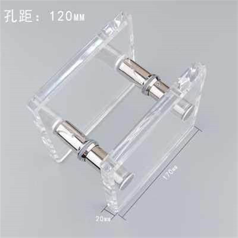 亚克力水晶方形拉手玻璃门大拉手商场大门单孔透明圆形把手简约.