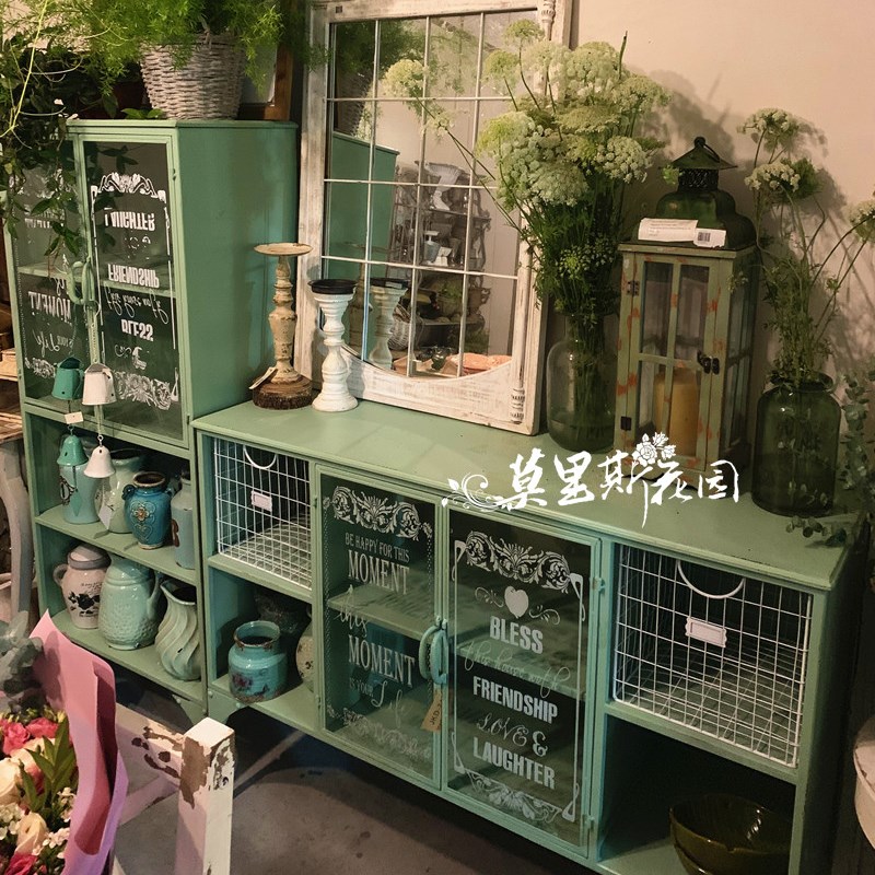 莫里斯花园 店铺陈列装饰 薄荷绿陈列Q柜收纳柜架置物架