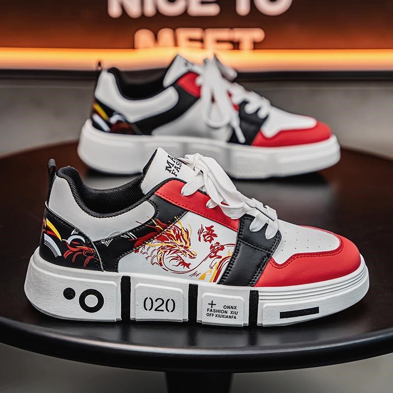 男童鞋子皮面防水休闲板鞋中小学生系鞋带街舞滑板鞋男孩子运动鞋