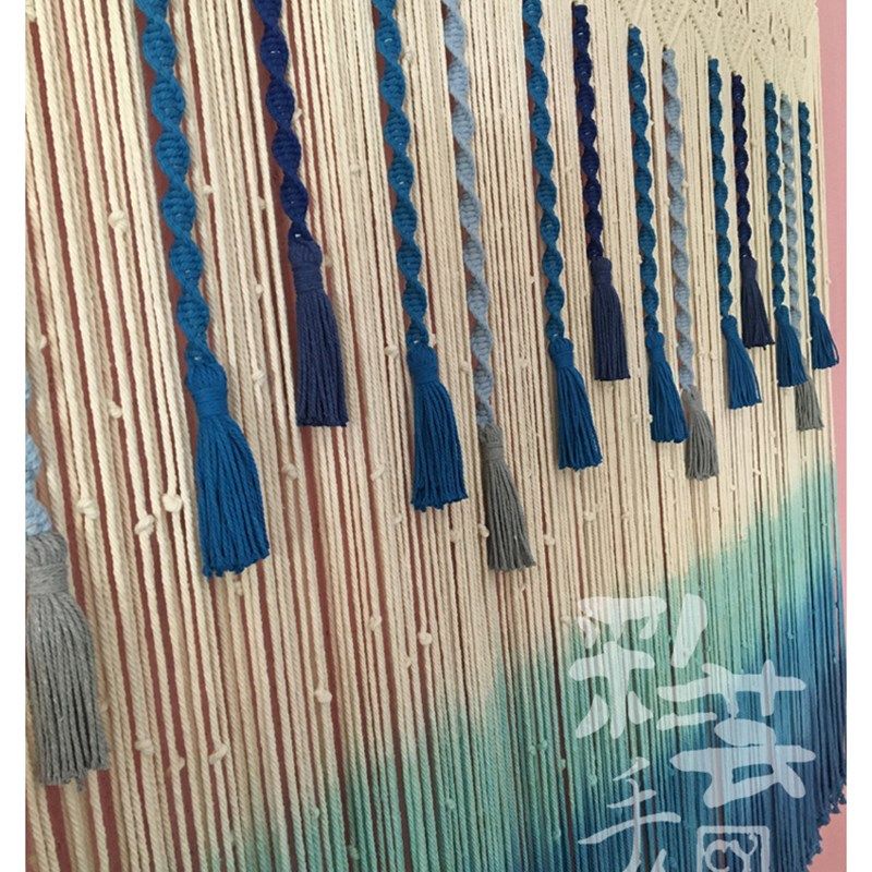 【蓝色海岸】手工编织窗帘挂毯门帘隔断流苏帘染色遮光挂帘装饰
