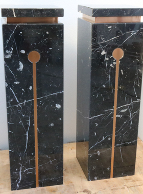 定制镶嵌黑白根大理石摆台落地基座展示底座酒店展厅样板房摆件