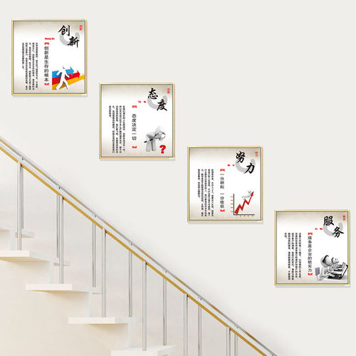 公司楼梯间装饰画现代简约企业文化励志挂画办公室背景.墙壁画过