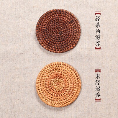 秋藤编方形杯垫i套装 天然功夫茶垫品茗杯垫 隔热垫养壶垫紫砂壶