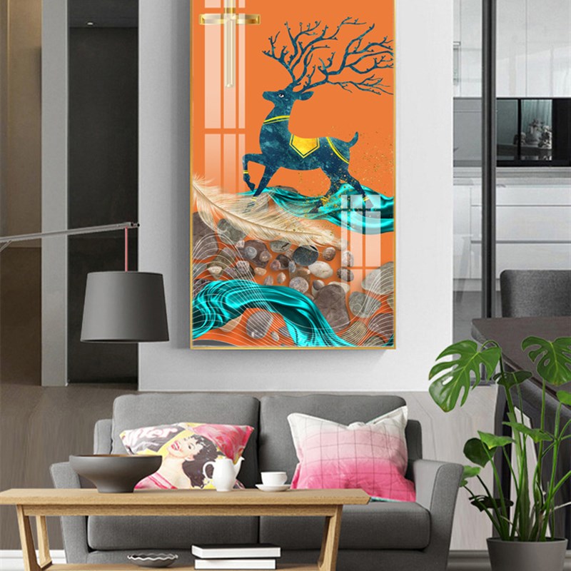 十字架玄关挂画晶瓷画玻璃装饰画铝合金框画金属框晶瓷画