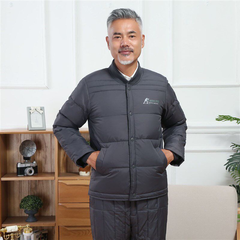 羽绒服男士内胆套装冬季保暖中老年爸爸装加厚棉服裤羽绒裤男保暖