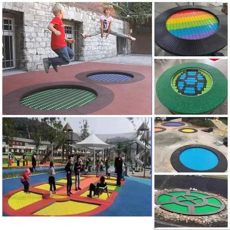 户外儿童埋地式蹦床幼儿园景区公园小区圆形地面弹跳蹦蹦床定制