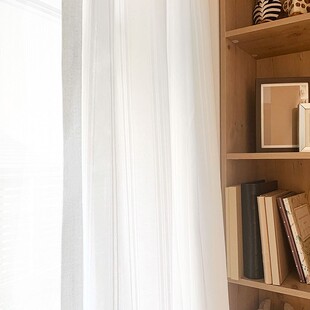 呈开白色棉纱窗帘窗纱布料定制成品简约J现代定做客厅卧室素雅纱