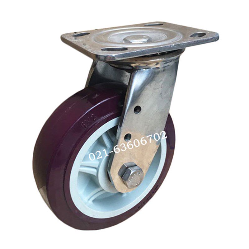 4x2超重型304不锈钢聚氨脂平板万向轮防锈耐腐蚀工业手推车脚轮子