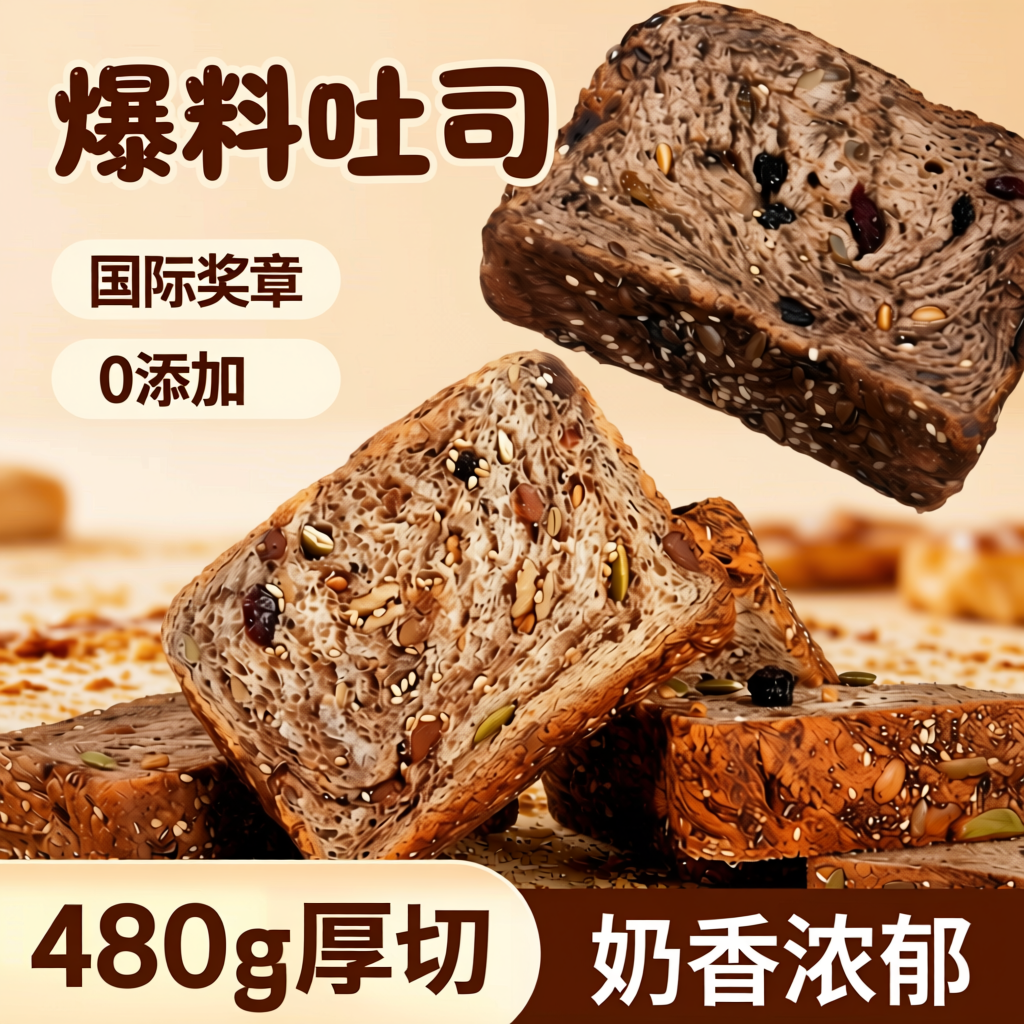 爆料千层吐司厚切吐司玩铁猩猩牛乳黄油混合干果坚果全麦早餐面包